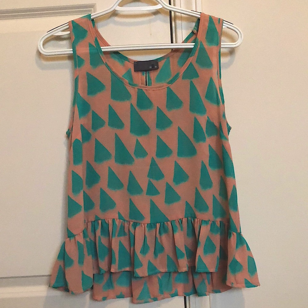 Coral and turquoise tank with back zipper, small